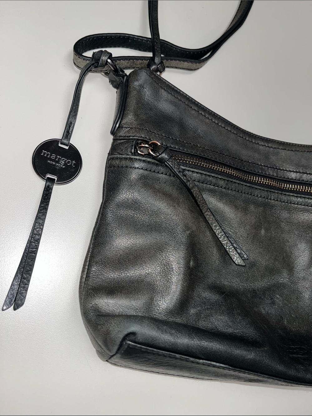 margot Black Leather Crossbody Bag with Zip Pockets - Picture 5 of 16